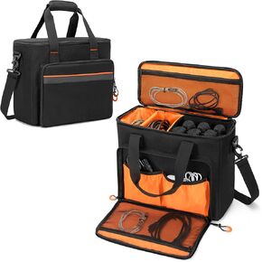 6 Slots Wireless Microphone Carrying Case, Mic Storage Bag with Thick Padding for Singing, Karaoke, Party (Patent Design)