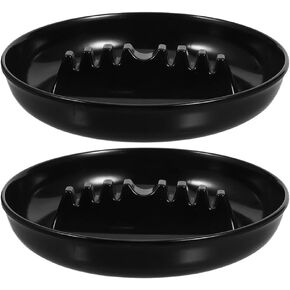 Gatuida Ash Tray for 2pcs Round Plastic Melamine Tabletop Ashtrays Smokeless Tabletop Ashtray Decor for Home Office Patio Restaurant Bar Hotel Black
