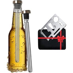 Best Beer Chiller Sticks for Bottles and Cap Opener 2 Pack - Beer Gifts for Men - Top Saint Valentines Day Idea for Dad Husband - Beer Accessories - Unique Practical Gift for Beer Lovers