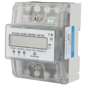 3 Phase Power Meter 3 Phase 4P Electric Power Meter 220V/380V KWh Meter LCD Digital Energy Consumption Monitor for Power Metering Systems