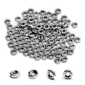 MroMax 100Pcs M2.0-0.4mm Hex Nuts, 304 Stainless Steel Metric Coarse Thread Mini Hexagon Nut Fasteners for Mechanical Equipment,Construction Repair Silver