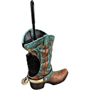 Western Boot Toilet Brush Holder - Rustic Bathroom Décor with Cowboy Boot Design