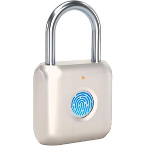 Cabinet Padlock Box Padlock Fingerprint Lock Dormitory Garage Padlock Fingerprint Recognition Unlocking Intelligent Lock USB Charging Electronic Padlock(Golden)