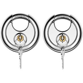 KeeKit Keyed Discus Padlock, 304 Stainless Steel Disc Lock with 2 Keys, Waterproof and Rustproof Circular Padlock for Gym Locker, Garage, Fence, Shed, Yard, Indoor, Outdoor, 2 Pack, Silver