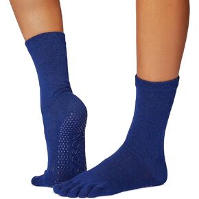 toesox Women's Grip Crew Socks - Non Slip Crew Full Toe for Yoga & Ballet