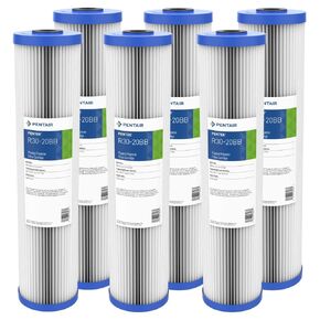 Pentair Pentek R30-20BB Big Blue Sediment Water Filter, 20-Inch, Whole House Pleated Polyester Filter Cartridge, 20" x 4.5", 30 Micron, Pack of 6