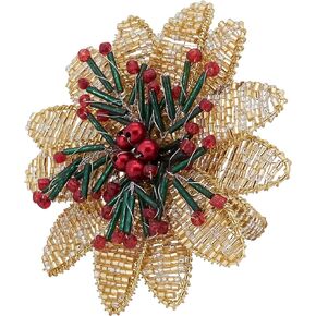 Saro Lifestyle Blossoming Beauty Beaded Flower Napkin Ring (Set of 4), Gold