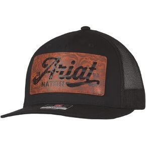ARIAT Men's Filigree Stars and Stripes Faux Leather Patch Trucker Cap
