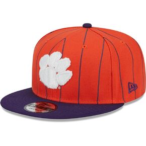 New Era Clemson Tigers 9FIFTY Vintage Pinstripe Retro Snapback Cap, Asjustable Hat Orange Purple
