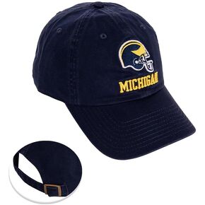 Desert Cactus University of Michigan Baseball Hat Wolverines UM U of M Brimmed Embroirderd Hats Cap Adjustable Cloth Strap Adult (Style J1) Blue