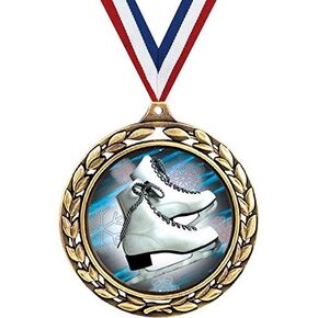 Ice Skating Medals - 2 1/2" Laurel Wreath Ice Skates Medal - Great Ice Skating Awards for Kids Prime