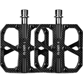 Carbon Fiber Pedals with Titanium Core - Lightweight T800 Carbon Fiber, Anti-Slip Aluminum Pins, 12-Pin Design, Durable & Strong for Road & Mountain Bikes