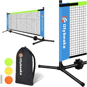 Mini Pickleball Net ، 10 أقدام / 12.5 قدمًا من نصف الملعب بحجم المحكمة المحمولة شبكة بيكليال للواحد الخلفي للمنزل الداخلي في الهواء الطلق مع 3 كرات المخلل ، نظام Net Net Pickleball للبالغين.