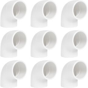 9 Pack 1-1/2" PVC 90 Degree Elbow Pipe Fittings (Socket x Socket), 2 Way Right Angle PVC Adapter Coupling Schedule 40, 1-1/2 inch PVC Pipe Corner Connector DIY, White SCH 40