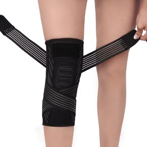 Knee Brace for Women & Men Knee Support Sleeve 1 Pack Knee Compression Sleeve with Strap for Knee Joint Pain Relief, Arthritis, Meniscus Tear, ACL, Workout, Sports, Running (Black, Medium)