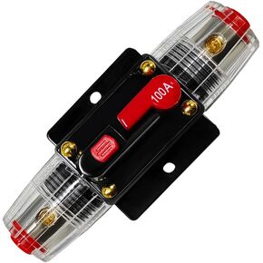 100A Inline Fuse Holder, 12V-48V DC Inline Reset Fuse Inverter Switch, Resettable Circuit Breaker for Car Stereo Marine Boat Audio Overload Protection, Car Accessories