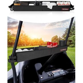 Golf Cart Front Inner Storage Basket, No Drilling Dash Tray Organizer Compatible with EZGO Drive Club Car Kandi Electric Golf Carts, Foldable Universal 1680D Golf Cart Storage Organizer