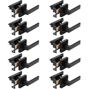 Probrico 10 Pack Privacy Door Handles,Heavy Duty Matte Black Door Lever Hardware,Keyless Interior Door Knob Lockset for Bedroom Bathroom