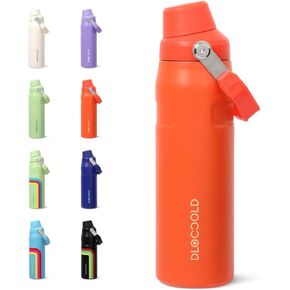 DLOCCOLD 24 OZ Water Bottle with Handle and Angled Spout Lid, Leakproof for Travel & Sports, Double Wall Insulated Stainless Steel Reusable Water Bottle, Wide Mouth QuickFill Design