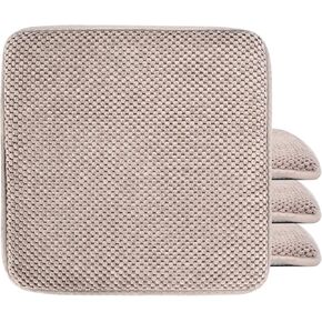 Set of 4 Memory Foam Chair Cushions Brown, Comfortable Pads for Dining Room, Kitchen Chairs, Office Chairs, Comfortable Microfiber Seat Pad Cushion, 16" x 16" Square, Brown