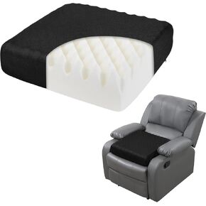 HOMBYS 5" Thick Egg Shaped Foam Recliner Chair Cushion for Elderly, Thicken & Extra Large Seat Cushion Cahir Pad for Couch, Armchair, Wheelchair for Easy to Stand Up & Reduce Hip & Lumbar Pain, Black
