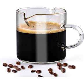 1 pcs Espresso Cups, 75ml Double Spouts Cups, Glass Espresso Cups, Coffee Cup with Handle, Milk Cup, Espresso Accessories for Espresso Machine