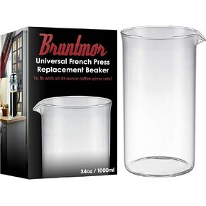 Bruntmor Spare Carafe for French Press ، 34 Oz French Press Press Glass ، Fire Hluded Borosilecate Beaker ، 34 اوقية أوقية