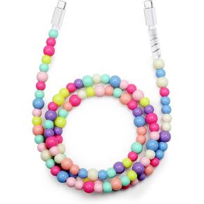 Aolcev USB C Cable 66W USB C to USB C Charging Cable 3.3FT Cute Beaded for iPhone Charger Cord Type C Charger Fast Charging USB C Charger Cord for iPhone 16 Pro 15 Plus Max Samsung S24 S23 Colorful