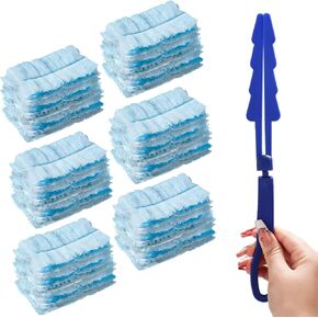 30 Pcs Duster Refills for Swiffer Duster, 180 Degree Disposable Duster Refills Bulk Replacement Head with 1 Handle for Cleaning Home Office Furniture, Blue