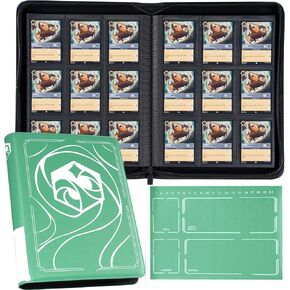 Binder for Lorcana Cards, Premium 9 Pocket Trading Card Album with 500 Pockets & Playmat Compatible with Lorcana Cards, Tokens and Rules sheet - Classic Green