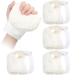 Nuanchu 4 Pcs Palm Protectors for Left Hand Gloves Hand Contracture Cushion Palm Protection Pad with Sherpa Lining Elastic Band Soft Palm Guard Prevent Finger Contractures for Hand Skin Breakdown