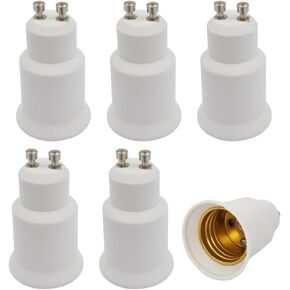E-Simpo® 6-Pack Gu10 to E26/E27 Adapter, Gu10-E26/E27 Lamp Base Converter, Pin Base (GU10) to Standard Screw in Base(E26/E27) Socket Adapter Converter, Heat Resistant Material, Anti-Corrosion