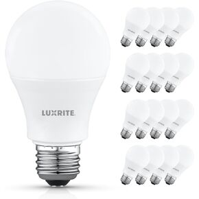Luxrite A19 مصباح LED LED 60 واط مكافئ ، 5000K أبيض ساطع ، 800 لتر ، غير قابل للاحتفال ، مصابيح LED قياسية ، 8W ، قاعدة E26 ، مصنفة المغلقة ، مصنفة رطبة ، مدرجة ETL (16 حزمة) in Kuwait