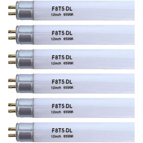 (6 Pack) F8T5/DL 6500K 12’’ Linear Fluorescent Light Bulb, 8W Day Light T5 Tube, F8T5/D Bright White Lamp G5 Base Replacement for Under Cabinet Light, RV, Closet