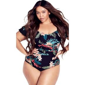 Women's Plus Size Ingrid Ruffle Print 1 Piece