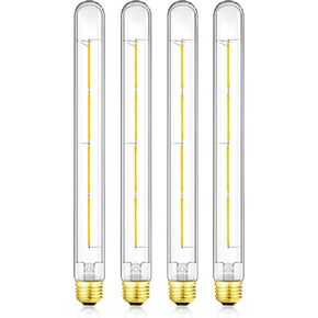 XININSUN T300 Led Bulb, 11.8 Inch Long Tubular Led Light Bulbs, 100Watt Equivalent, 1000lm, Dimmable, Clear Glass, E26 10W T10 LED Edison Tube Lamp Bulb,4 Pack. (6W=60W 3000K)