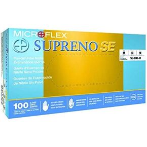 Microflex Supreno Se Powder-Free Nitrile Examination Gloves, Blue, Medium (Mfx-Su690M)