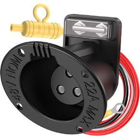 48V Golf Cart Charger Receptacle with Fuse and Cord for Club Car DS (1995 and newer), Charging Port for Club Car DS Golf Carts (1995+), OEM Part Numbers: 1018021-01, 101802101, 1018468-01, 101846801