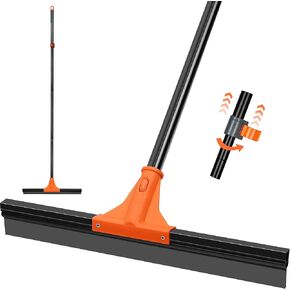 JEHONN Floor Squeegee Heavy Duty with 58.3 inches Long Handle, Rubber Scraper Broom for Cleaning Foam Water on Garage Concrete Bathroom Tile Marble Shower Glass Shop Deck Window Indoor Outdoor