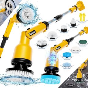 Rozlchar Electric Shower Scrubber Compatible for DeWalt 20V Battery(No Battery), Upgrade Power Cleaning Brush w/8 Replaceable Brush Heads, Detachable Arm for Bathroom, Tub, Tile, Corner, Floor