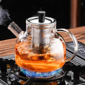 PARACITY Glass Teapot Stovetop, Borosilicate Clear Tea Kettle with Removable Stainless Steel Infuser,Teapot Blooming and Loose Leaf Tea Maker Tea Brewer, Gift for Family and Friends, 20oz/600ml