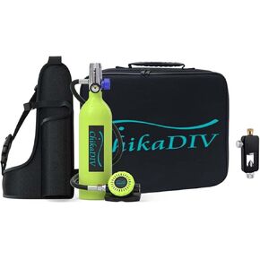 Ezweijii Mini Scuba Tank,ChikaDiv 1L Lung Tank,Diving Equipment kit, for Divers 15-20 Minutes of Underwater Recreational/Diving Work (Green)