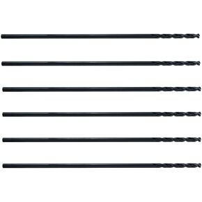 MAXTOOL 1/4"x12" 6pcs Identical Aircraft Extension Drills HSS M2 Extra Long Deep Twist Drill Bits Straight Shank Fully Ground Black; ACF02B12R16P6