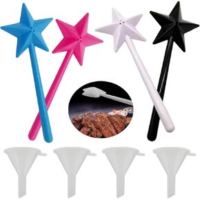4 Pcs salt and pepper Wand shakers,Three Hole Star Shaped Magic wand salt and pepper shakers,Refillable, Removable, Light, Seasonings Spices Dispenser