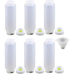 FIFO Bottle Bundle: Silicone Funnel + 6 Pack of 20 oz Squeeze Bottles for Sauce