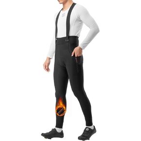 ROCKBROS Cycling Bib Pants for Men Thermal Padded Bike Bib Tights Winter Bicycle Bibs Long Pants for Cold Weather