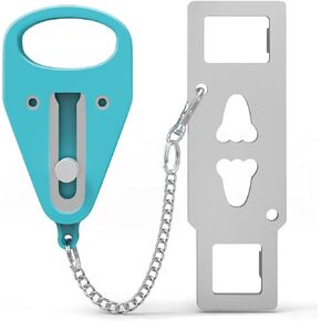 Portable Door Lock Apartment Home Safety Extra Door Lock for Hotel Rooms Securing Doors from Inside, Universal Practical Door Stopper for Hotel Doors and Apartment Doors Teal