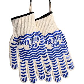 Oven Gloves, Heat Resistant BBQ Oven Glove-BBQ Gloves,Oven Glove Oven Mitts Heat Resistant for Kitchen Potholder,Grill,Grilling,Smoker,Barbeque-1 Pair(Blue)