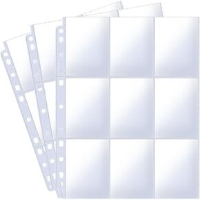 9 Pocket Card Sleeves Binder Sheets for 3 Ring Binder, 1224 Pockets Double-Sided Transparent Trading Card Pages Sleeves for Sports, MTG, Baseball, Game, Business (68 Pages)