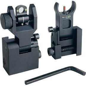 Flip Up Front and Rear Sights, Fiber Optic Iron Sight Backup Sight with Green & Red Fiber Optics Dots